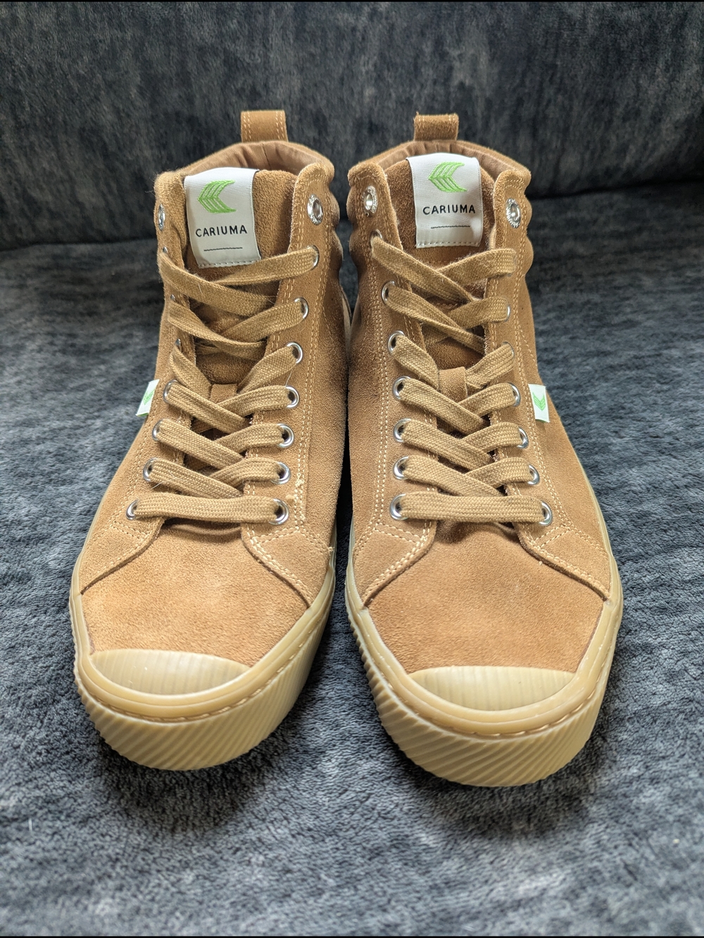 Cariuma Men’s Tan Suede High-Top Sneakers with Cream Rubber Sole